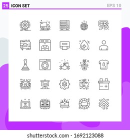 Pack of 25 creative Lines of world; connection; furniture; communication; globe Editable Vector Design Elements