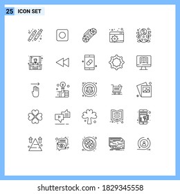 Pack of 25 creative Lines of yin yang; new; radio; lunar; dashboard Editable Vector Design Elements