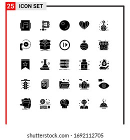 Pack of 25 creative Solid Glyphs of goal; financial; peas; finance; love Editable Vector Design Elements