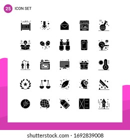 Pack of 25 creative Solid Glyphs of spa; game; message; element; storehouse Editable Vector Design Elements