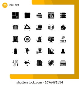 Pack of 25 creative Solid Glyphs of emergency; fan; web; cooler; printing Editable Vector Design Elements