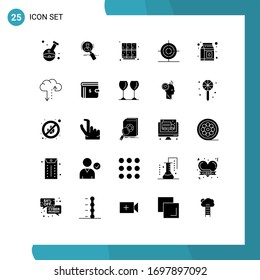 Pack of 25 creative Solid Glyphs of design; open; hunting; locker; learn Editable Vector Design Elements