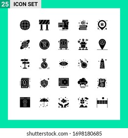 Pack of 25 creative Solid Glyphs of shop; market; online; holder; geography Editable Vector Design Elements