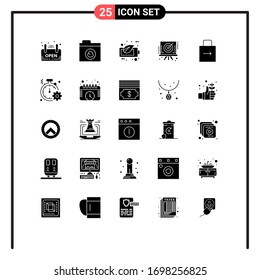 Pack of 25 creative Solid Glyphs of lock pad; arrow; ecology; target; board Editable Vector Design Elements