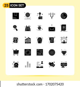 Pack of 25 creative Solid Glyphs of kamerton; concert; drink; smart; hand Editable Vector Design Elements