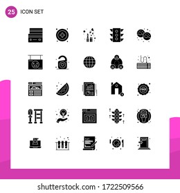 Pack of 25 creative Solid Glyphs of bakery; navigation; beauty; signal; light Editable Vector Design Elements