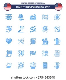 Pack of 25 creative USA Independence Day related Blues of usa; military; money; badge; garland Editable USA Day Vector Design Elements