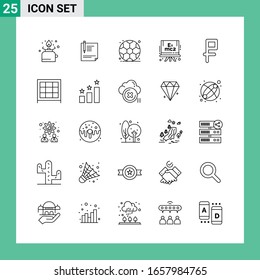 Pack of 25 Line Style Icon Set. Outline Symbols for print. Creative Signs Isolated on White Background. 25 Icon Set. Technology. 