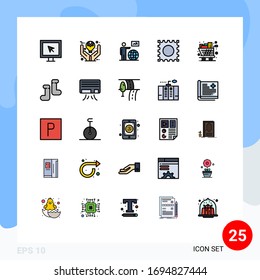 Paket mit 25 modernen, voll gefüllten Flachfarben, Zeichen und Symbole für Web-Printmedien, z. B. voll; lsd; Ideen; Drogen; Pfeil Bearbeitbare Design-Elemente für Vektorillustrationen