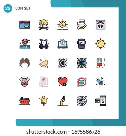 Packung mit 25 modernen, voll gefüllten Flachfarben, Zeichen und Symbole für Web-Print-Medien wie Gesundheitsversorgung; Hand; Hacken; gdpr; Design-Elemente für wetterbearbeitete Vektorillustrationen