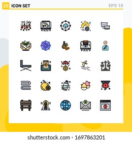 Pack of 25 Modern Filled line Flat Colors Signs and Symbols for Web Print Media such as green; macbook; share; laptop; computer Editable Vector Design Elements