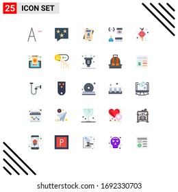 Paquete de 25 símbolos y símbolos modernos de colores planos para medios de impresión en la Web, como creativos; decoración; amor; programador; desarrollar elementos de diseño de vectores editables