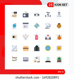 Pack of 25 Modern Flat Colors Signs and Symbols for Web Print Media such as reality; glasses; bicycle; design; mouse Editable Vector Design Elements