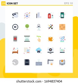 Pack of 25 Modern Flat Colors Signs and Symbols for Web Print Media such as docs; water bottle; share; water; scale Editable Vector Design Elements