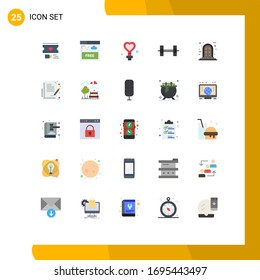 Pack of 25 Modern Flat Colors Signs and Symbols for Web Print Media such as contract; panel; female; frame; sport Editable Vector Design Elements