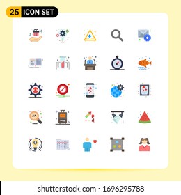 Pack of 25 Modern Flat Colors Signs and Symbols for Web Print Media such as author; settings; danger; mail; ui Editable Vector Design Elements