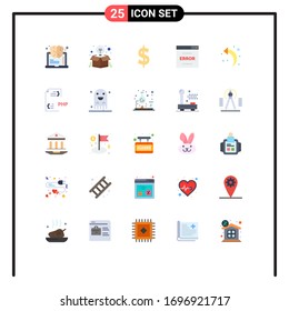 Paket mit 25 modernen Flachfarben, Signalen und Symbolen für Web-Printmedien wie Pfeil; Seite; Angebot; Optimierung; Vektorillustration-Design-Elemente für Fehler Bearbeitbar