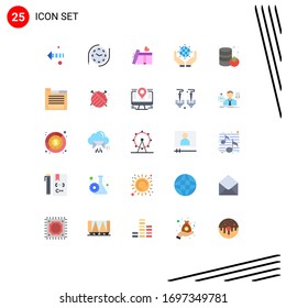Paquete de 25 símbolos y símbolos modernos de colores planos para medios de impresión en la Web, como pestañas; verduras; amor; supermercado; elementos de diseño de vectores editables en tierra