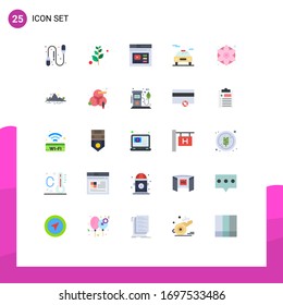 Pack of 25 Modern Flat Colors Signs and Symbols for Web Print Media such as generic flower; decorative flowers; web; colorful flowers; electric Editable Vector Design Elements
