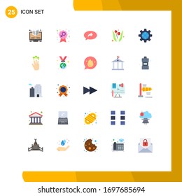 Pack of 25 Modern Flat Colors Signs and Symbols for Web Print Media such as world; globe; basic; nature; flower Editable Vector Design Elements