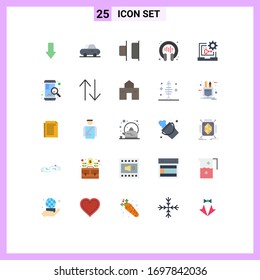 Pack of 25 Modern Flat Colors Signs and Symbols for Web Print Media such as development; coding; right; code; support Editable Vector Design Elements