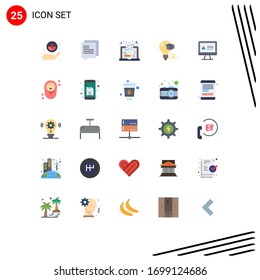 Pack of 25 Modern Flat Colors Signs and Symbols for Web Print Media such as baby; internet; learn; computer; education Editable Vector Design Elements
