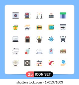 Pack of 25 Modern Flat Colors Signs and Symbols for Web Print Media such as website; layout; fence; parade; instrument Editable Vector Design Elements