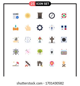 Paket mit 25 modernen Flachfarben, Signalen und Symbolen für Web-Printmedien wie Unterstützung; Rettungsflecken; Grundbesitz; Wache; Design-Elemente für die Vektorillustration mit Uhr bearbeiten
