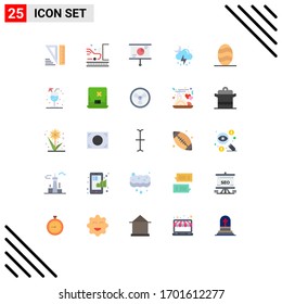 Pack of 25 Modern Flat Colors Signs and Symbols for Web Print Media such as bread; cloud; business; moon; storm Editable Vector Design Elements