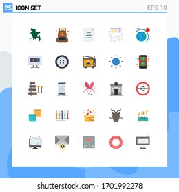 Pack of 25 Modern Flat Colors Signs and Symbols for Web Print Media such as monitor; space; text; astronomy; love Editable Vector Design Elements