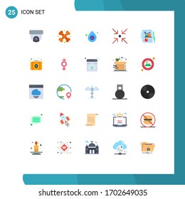 Pack of 25 Modern Flat Colors Signs and Symbols for Web Print Media such as report; document; blood; chart; collapse Editable Vector Design Elements