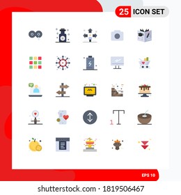 Pack of 25 Modern Flat Colors Signs and Symbols for Web Print Media such as education; basic; direction; image; problem Editable Vector Design Elements