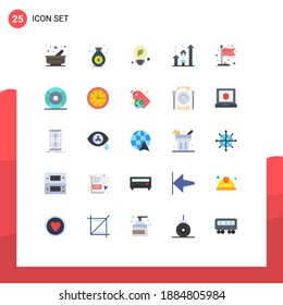 Paket mit 25 modernen Flachfarben, Zeichen und Symbole für Web-Printmedien wie Flaggen; Karriere; Umwelt; Fortschritte; Erfolgreiche Editierbare Vectordesign-Elemente