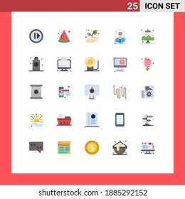 Pack of 25 Modern Flat Colors Signs and Symbols for Web Print Media such as seo; development; growth; business man; doctor Editable Vector Design Elements