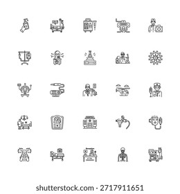 Pack de 25 modernos equipos médicos de estilo lineal 