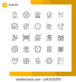 Pack of 25 Modern Lines Signs and Symbols for Web Print Media such as left; reload; technician; arrows; leaf Editable Vector Design Elements