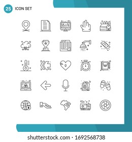 Pack of 25 Modern Lines Signs and Symbols for Web Print Media such as agriculture; hand; paper; fingers; monitor Editable Vector Design Elements