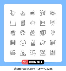 Paquete de 25 carteles y símbolos de líneas modernas para medios impresos en la Web, como pan; hombre; chip; configuración; configuración de elementos de diseño de vectores editables