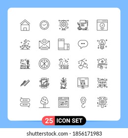 Pack of 25 Modern Lines Signs and Symbols for Web Print Media such as award; document; clock; paper; illustration Editable Vector Design Elements