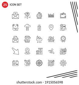 Paket mit 25 modernen Signalen und Symbolen für Web-Print-Medien wie Kreditkarte; Brieftasche; Liebe; nach unten; Zeile Bearbeitbare Vectordesign-Elemente