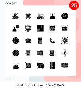 Pack of 25 Modern Solid Glyphs Signs and Symbols for Web Print Media such as star wars; death; pad; glass; dish Editable Vector Design Elements