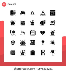 Pack of 25 Modern Solid Glyphs Signs and Symbols for Web Print Media such as mentor; course; mardigras; coach; repair Editable Vector Design Elements