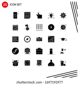 Pack of 25 Modern Solid Glyphs Signs and Symbols for Web Print Media such as flower; suggestion; finger; solution; question Editable Vector Design Elements
