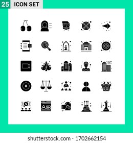 Pack of 25 Modern Solid Glyphs Signs and Symbols for Web Print Media such as app; direction; opponent; arrow; cooler Editable Vector Design Elements