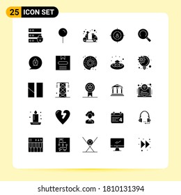 Pack of 25 Modern Solid Glyphs Signs and Symbols for Web Print Media such as recruitment; marketing; beach; goal; summer Editable Vector Design Elements