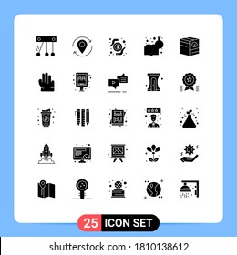 Pack of 25 Modern Solid Glyphs Signs and Symbols for Web Print Media such as check; learning chemistry; card; chemistry education; chemical knowledge Editable Vector Design Elements