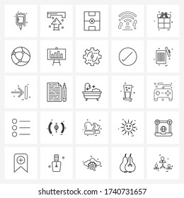 Pack of 25 Universal Line Icons for Web Applications internet; gift box; field; gift; signal Vector Illustration