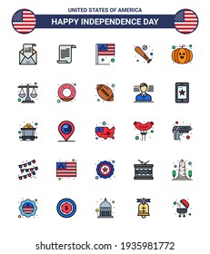 Pack of 25 USA Independence Day icon set