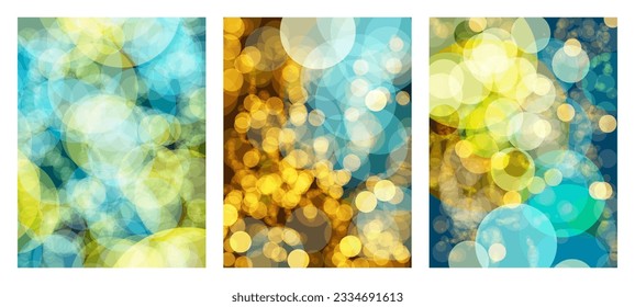 Pack of 3 abstract bokeh effect backgrounds.