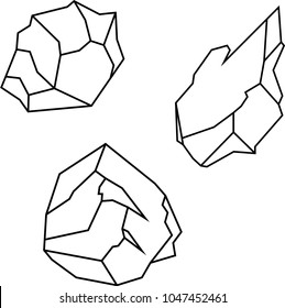 Pack of 3 geometric outline rock vectors
